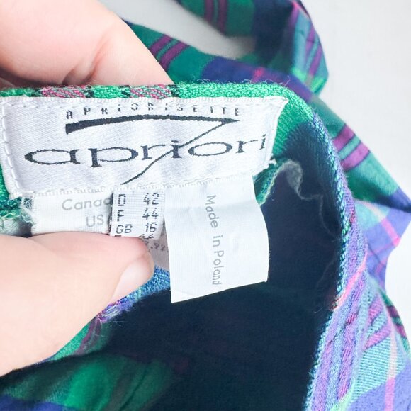 Vintage Apriori Green Pink Plaid Stretch Stirrup Pants M - Picture 7 of 7